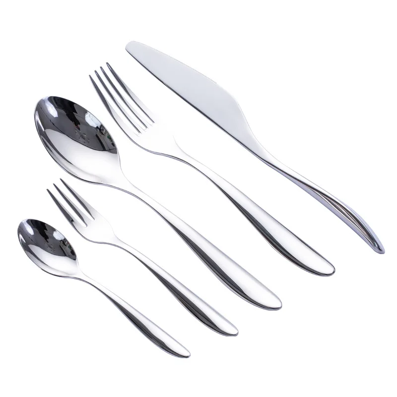 Cozy Zone Dinnerware Set Stainless Steel Luxury Cutlery 5Pcs Tableware Knife Fork Spoon Dining Set Western Food Restaurant