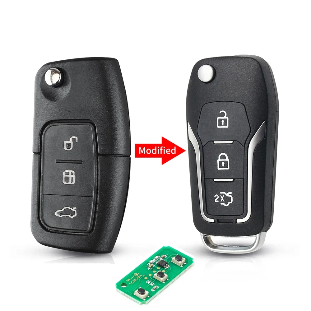 KEYYOU 433MHz 3 Button Remote Key Circuit Board For Ford Focus 2 3 Mondeo Fiesta C Max S Max Galaxy ID60 ID63 Chip