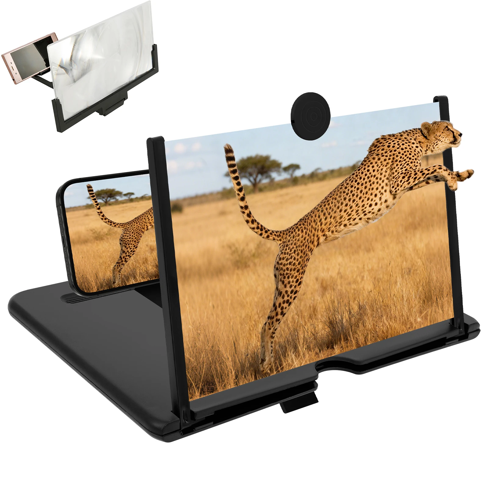 

Screen Magnifier HD Mobile Phone Magnifier Projector TV Screen Enlarger for Movies, Videos, and Gaming,Foldable Cell Phone Stand