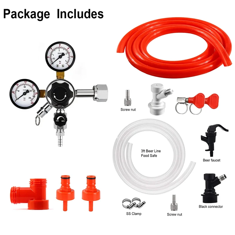 Homebrew Beer Carbonation Kit Co2 Regulator & Plastic Picnic Tap & 1.5M Gas Line Assembly For Carbonat Soda Water DIY