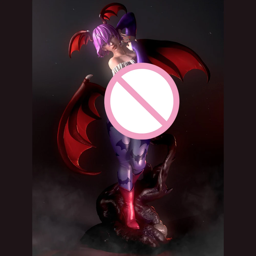 

1/24 Belle Demon Lilith Grey Resin Figurine Toy Unpainted GK Doll Unassembled 3D Print Assembly Miniature Reduction Statue Toy