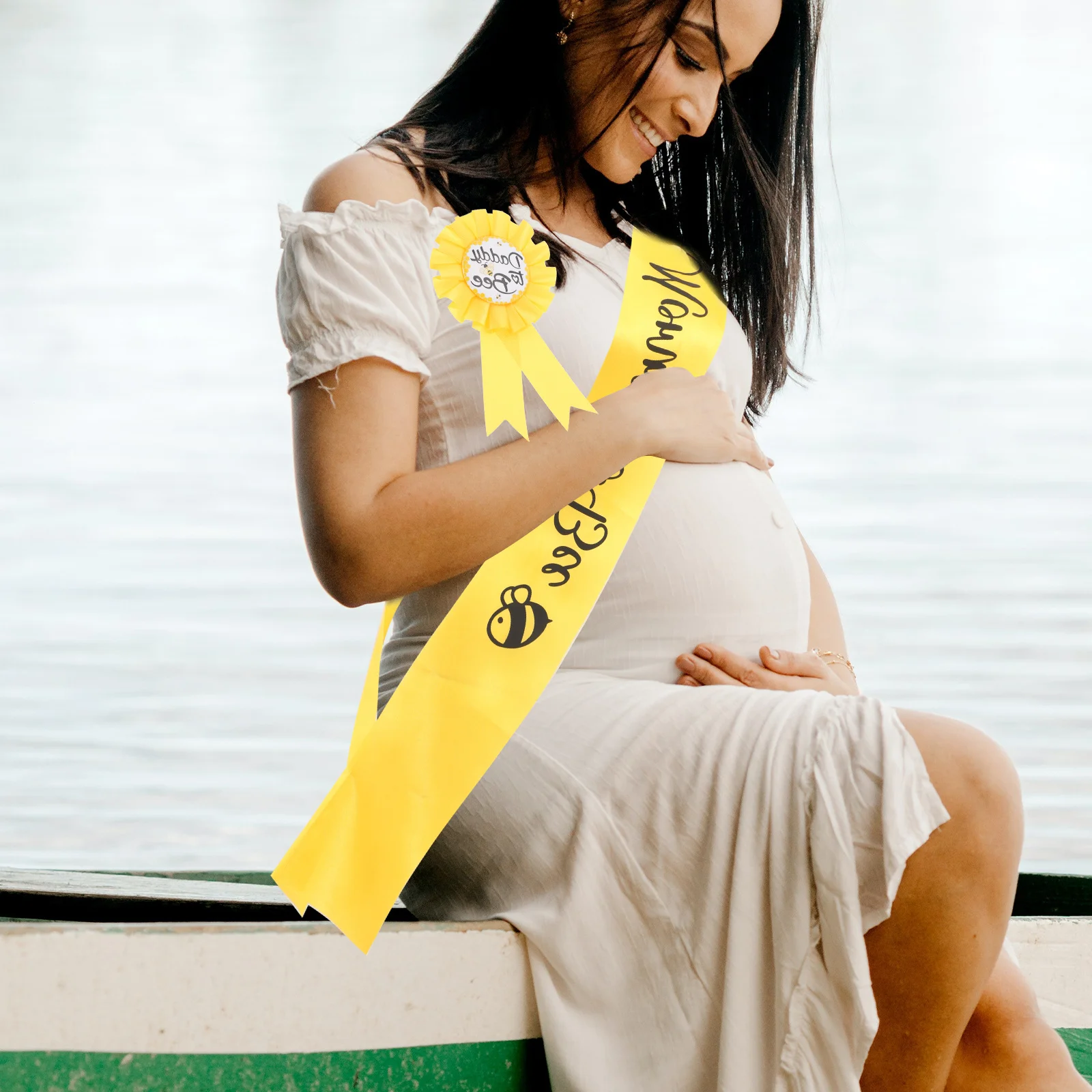 1 مجموعة عباد الشمس الأمومة وشاح زهرة حزام الأب الصدار الحمل صور الدعائم دش لوازم الأم لتكون وشاح