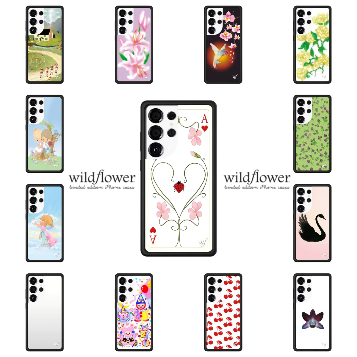 capa-de-celular-wildflower-para-samsung-galaxy-s23-ultra-s25-ultra-s24-ultra-com-estampa-de-poquer-cisne-sonhador-lirio-pastoral-e-palhaco-a-prova-de-choque