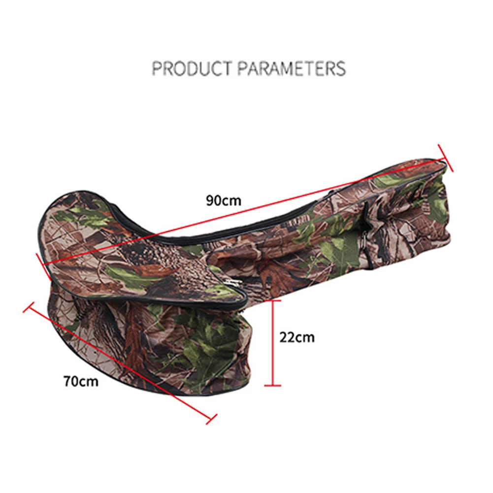 T Shaped Bionic Camouflage Crossbow Carry Case, Padded Bow Protector Bag with Side Storage Pockets for Outdoor Shooting Training