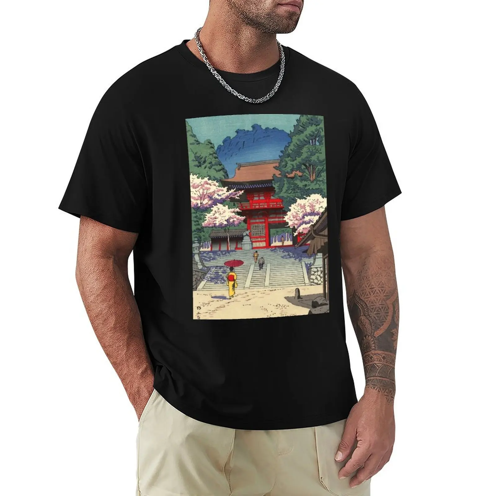 

Spring at Kurama Temple Asano Takeji Shin Hanga T-Shirt sweat Blouse funny t shirts for men