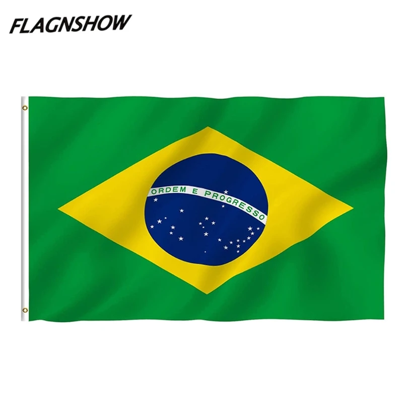 NICEFurniture Brazil Flag Polyester Cloth Banner Brazilian Football Cheerleader Flag National Country Flag for Festival Home