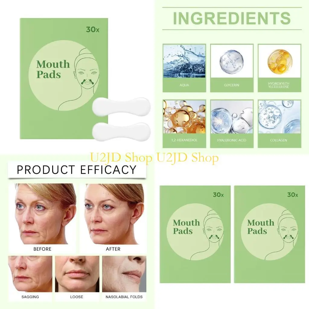 U2JD Quick Results Silicone AntiAging Mouth Pad for Reducing Nasolabial Folds Upper Lip Wrinkles Containing Hyaluronic Acid