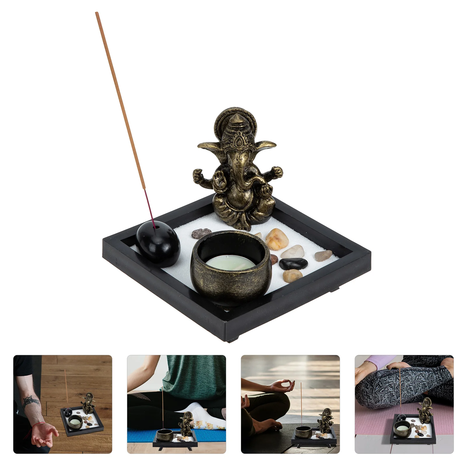 Zen Sand Table Ornament Home Decoration Meditation Garden Kit Tray Household Artware Sandbox Ganesha Figure Model