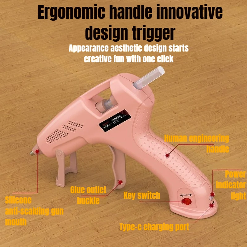 Rechargeable Glue Guns ,7mm Portable Cordless Hot Silicone Gun 3.7V,60 Min Use,Type-C Charging, 2600mAh,Kids DIY Crafts Tools