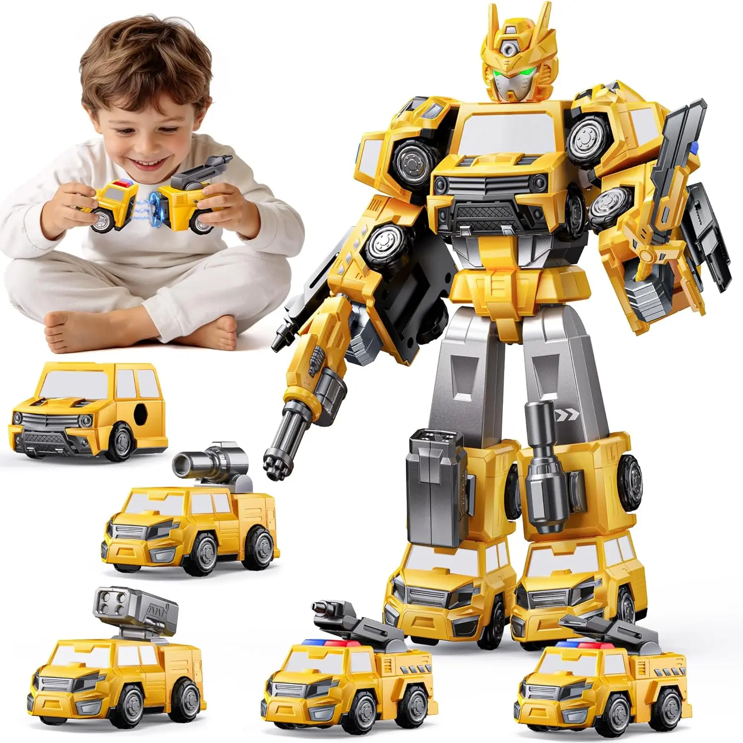 5-in-1 Magnetic Construction Robot Toy for Kids Ages 3-6, DIY Transforming Trucks with Easy Assembly, Ideal Birthday Gift