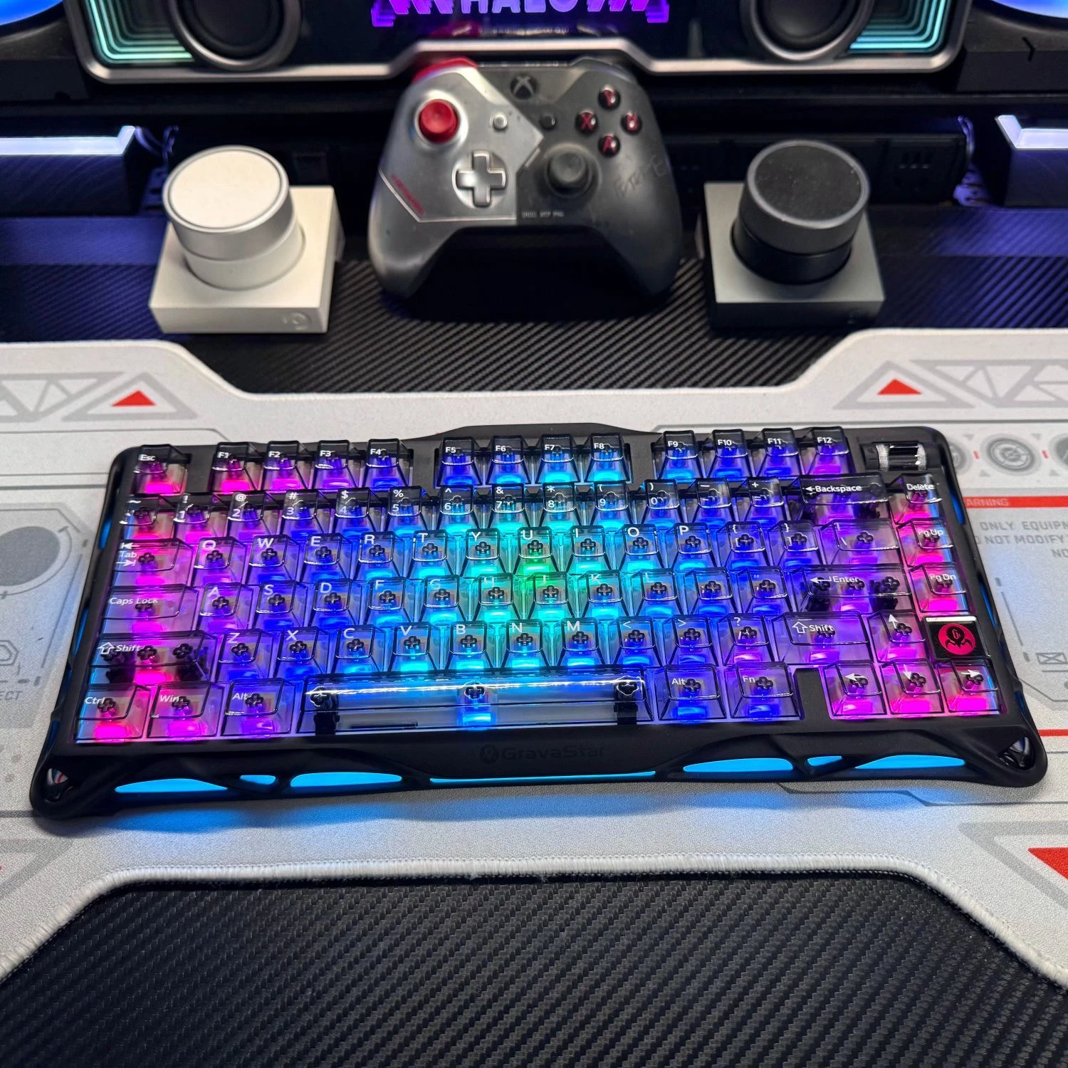 New 132 Keys Black Full Transparent PC Keycaps UV Printing Clear Crystal Key caps Cherry Profile for MX Switches Gaming Keyboard