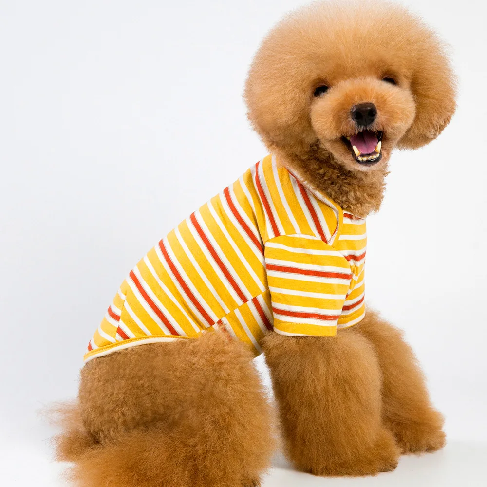 Pet Dog Clothes Stripe Undercoat Teddy Fadou Clothes Dog T-shirt Shirt Short Sleeve