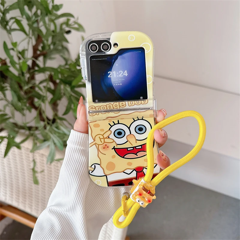 Cartoon SpongeBob SquarePants Patrick Star Cute Phone Case For Samsung Galaxy Z Flip 7 Hard Back Cover For Z Flip 6 5 4 3 Case