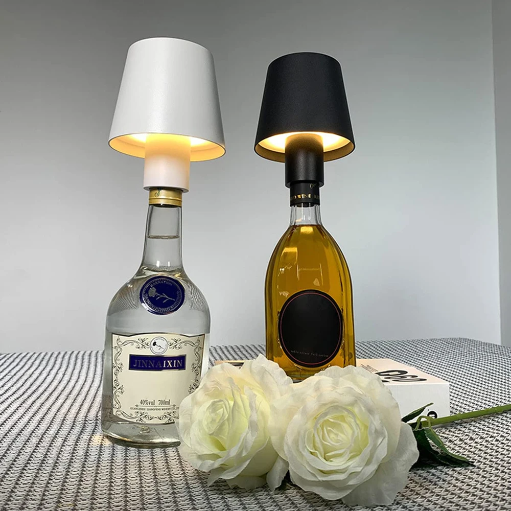 

Wine Bottle LED Light Rechargeable Table Lamp Touch Dimming Easy Installation for Clubs Bar Bedside Room Decor Desk Lamp