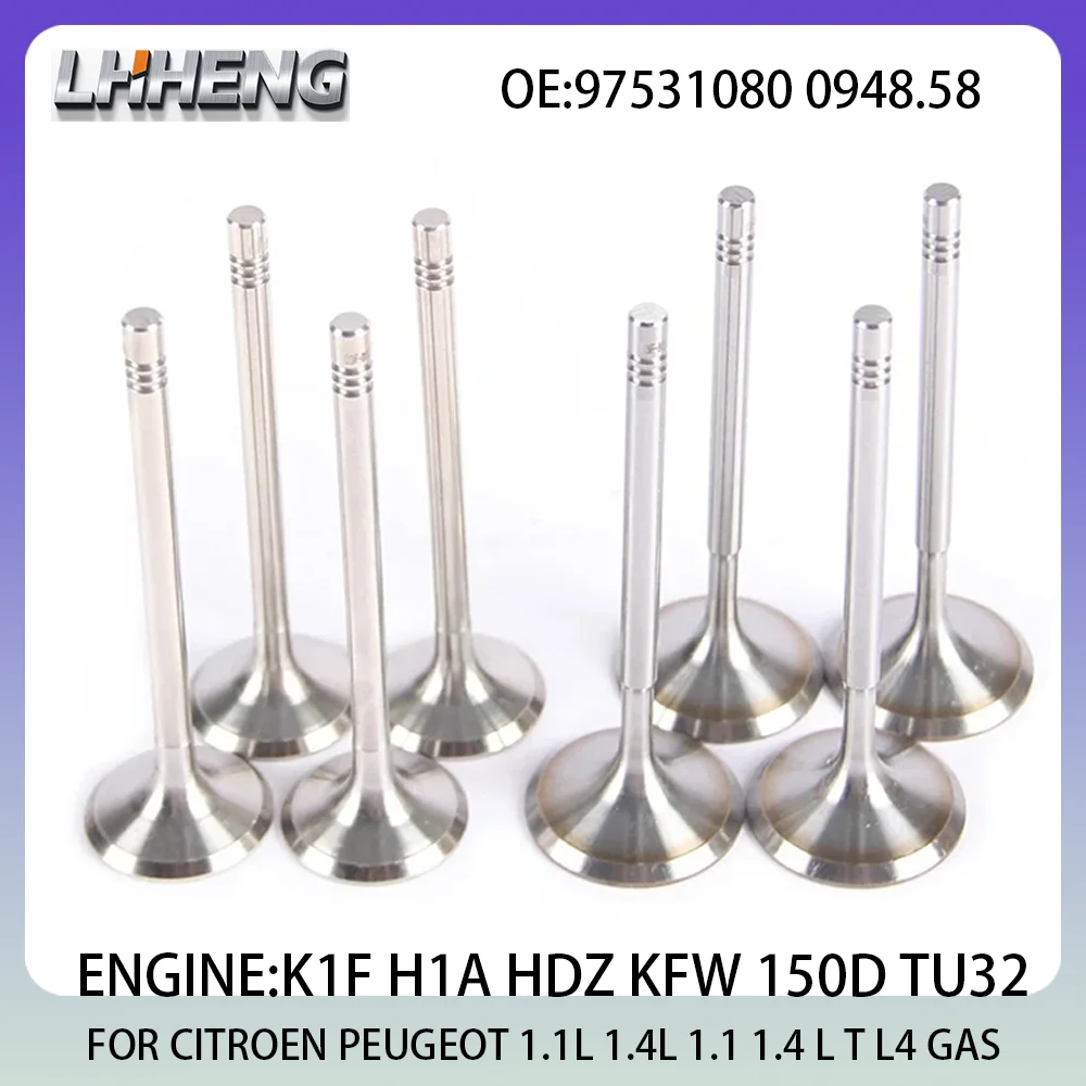 8 Uds nuevo Kit de válvula de admisión y escape para CITROEN AX BERLINGO BX C15 C2 C3 PEUGEOT 1.1L 1.4L 1.1 1.4 L T L4 GAS 83-16 97531080 K1F