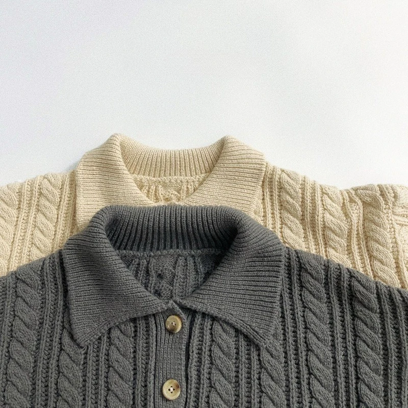 Children's Sweater Loose Coat Solid Color Fried Dough Twists knitting Sweater for Children