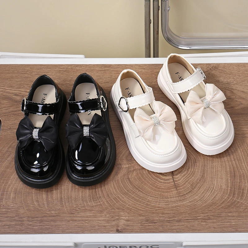

Kids Leather Shoes for Girls 2025 Autumn New Toddler Party Flats with Sweety Bow Non-slip Princess School Performance Dress Up