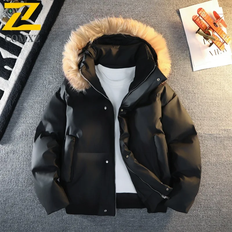 

COMXZ Lightweight Winter Jacket Hooded Fur Collar Windproof Cold Proof Ski Padded Jacket Warm High Quality Men Quilted Jackets