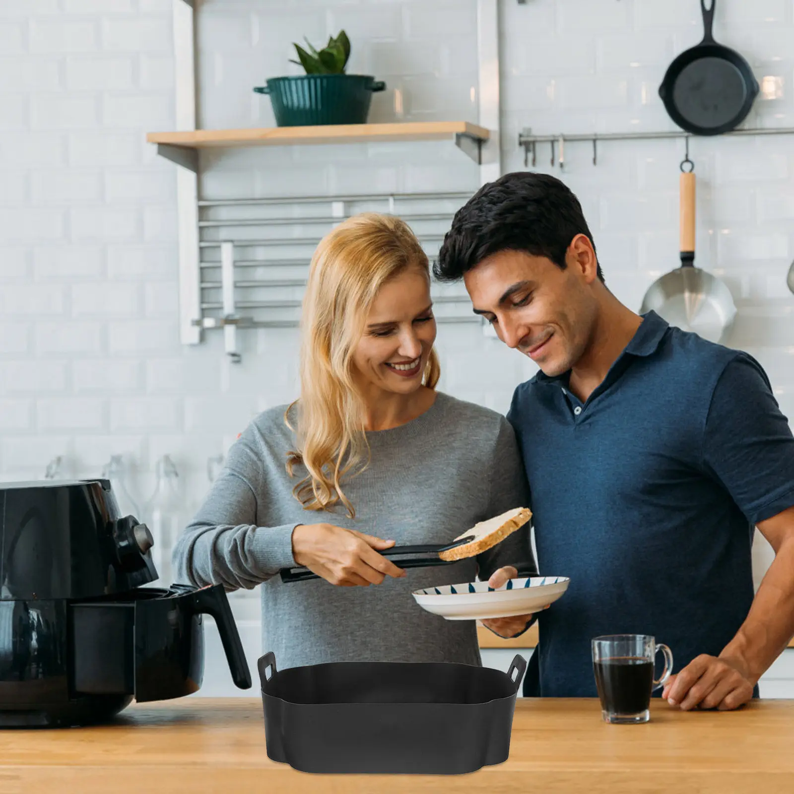 Silicone Air Fryer Liner Premium Non Stick Inner Pot Baking Mat Heat Resistant Reusable Air Fryer Accessory for Home Restaurant