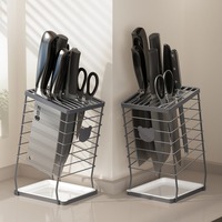 WORTHBUY Knife Storage Rack Stainless Steel Drain Knife Holder Multifunctional Kitchen Tools Organizer Shelf Knives Blocks