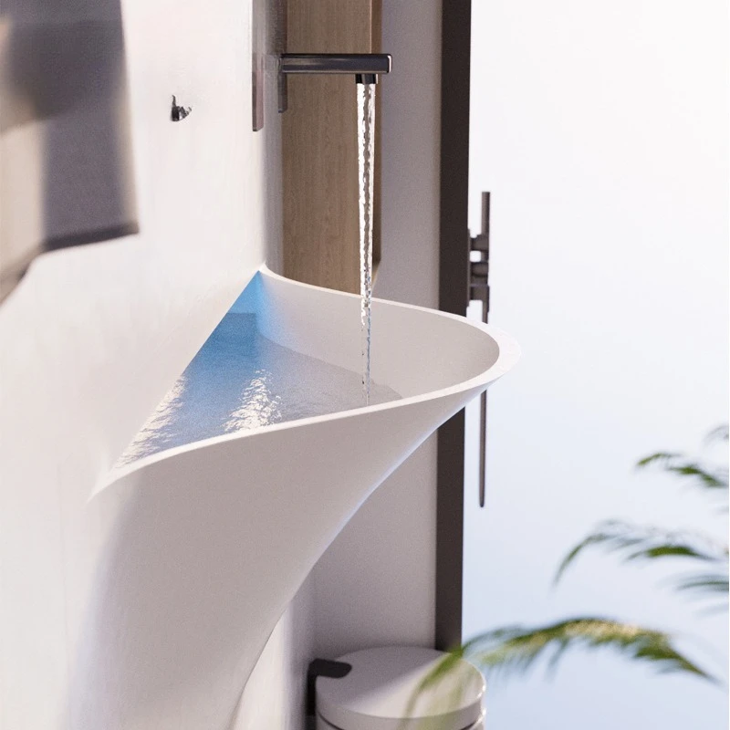 

High-end light luxury smiley washbasin integrated washbasin art basin arc line clause washbasin