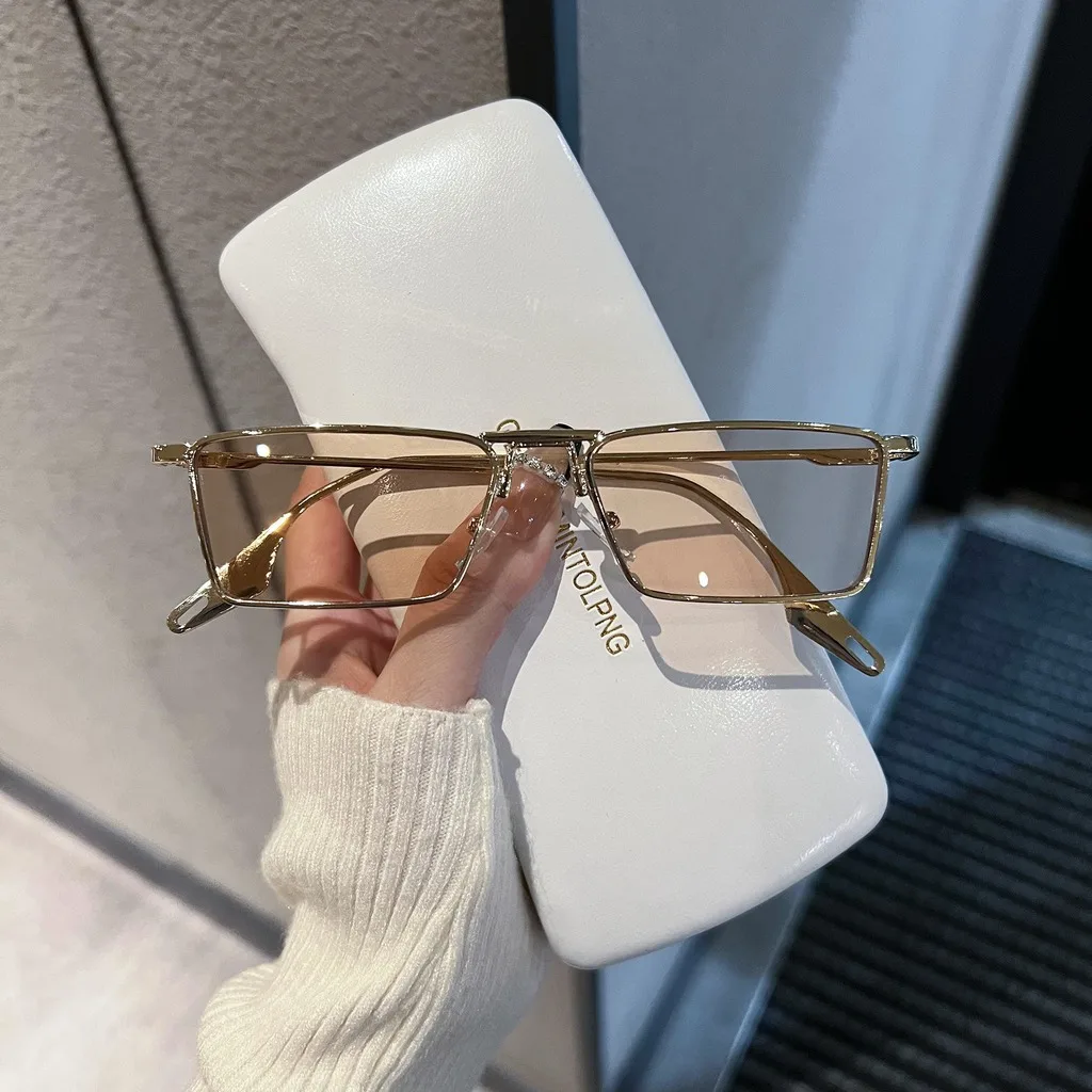 Metal Sunglasses Lightweight Unisex Sunglasses Uv400 Sunglasses Narrow Rectangular For Fishing Women Men