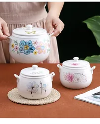 Ceramic water blocking stew cup, kitchen and household small soup cup, double ear stew pot, stewed bird's nest, stewed pigeon