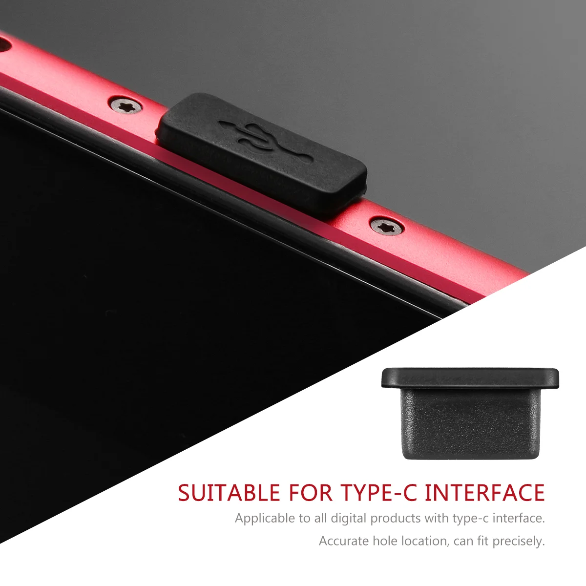 UKCOCO 10 Pairs USB Type C Protective Covers Silicone Port Plug Covers (Black)