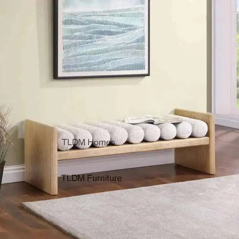 

Creative Solid Wood Stools for Entrance Removable Cushion Simple Shoe Changing Stool Nordic Personalized Ottomans for Balcony