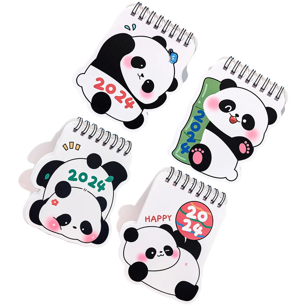 

4 Pcs Cartoon Panda Calendar Desk Calendars Creative Desktop Standing Decoration Student