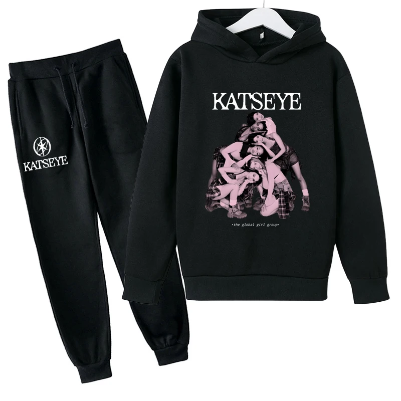 Autumn Girl Group KATSEYE Print Children Hoodies Sets Pants Suit 2 Pcs Sets Kids Boy Girl Clothing Casual Fashion Tracksuits