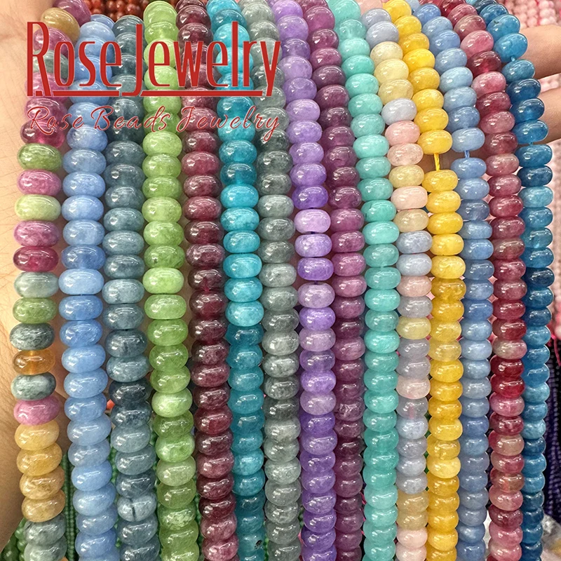 Natural Colorful Jades Tourmaline Rondelle Abacus Beads Round Loose Beads for Jewelry Making DIY Bracelets Necklaces 5x8mm 15\