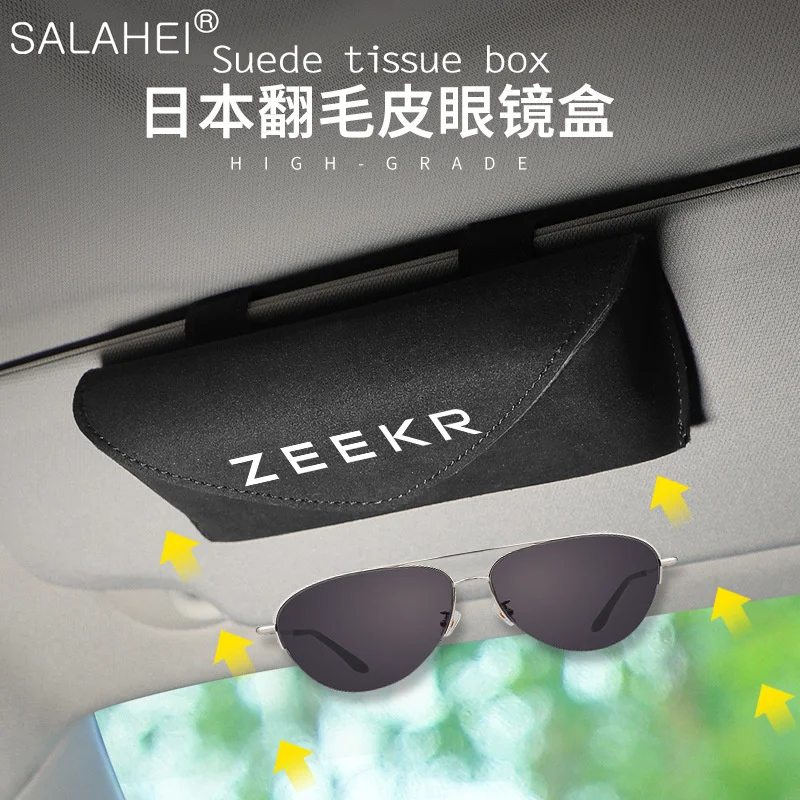 Multi-function Leather Car Sunglasses Holder For Extremely Krypton 001 ZEEKR Glasses Clip Bill Clip Auto Interior Accessories