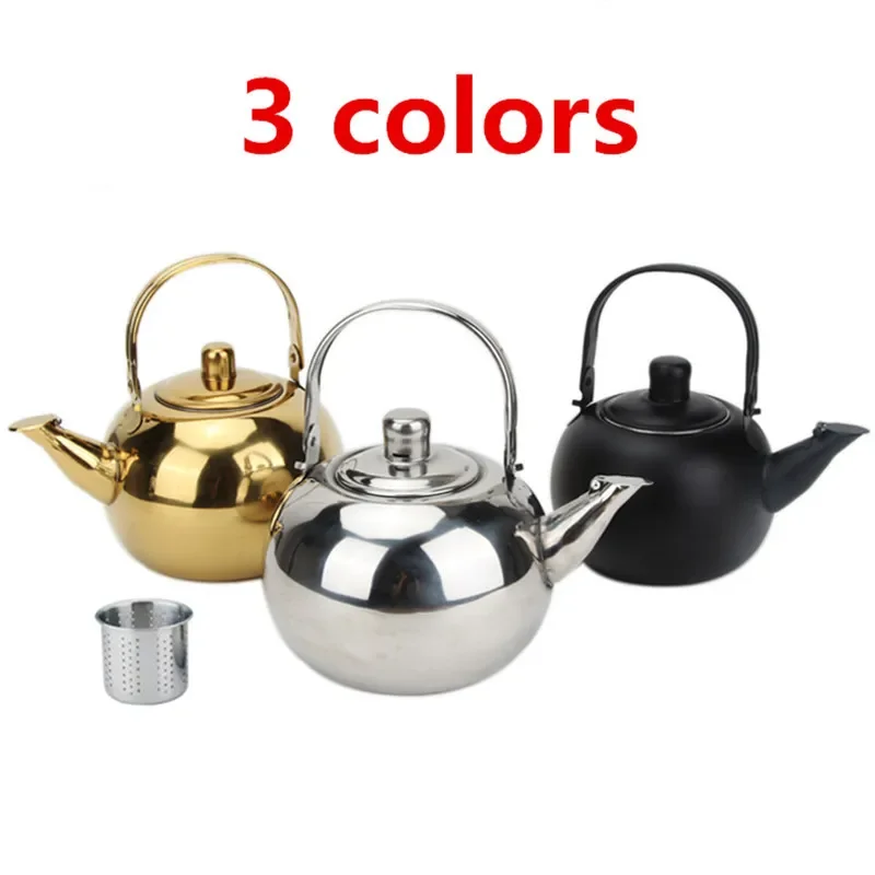 Stainless Steel gold Teapot Coffee Pot Kettle with Tea Leaf Infuser Filter Coffee Maker Large Capacity Kung Fu Tea Set tea pot