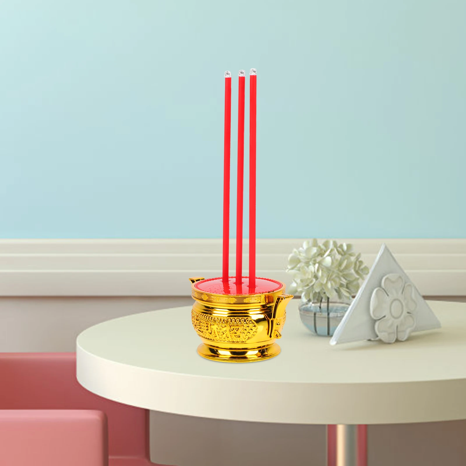 

Flameless Incense Burner LED Electronic Censer Modern Desktop Decor for Home Office Buddhist Themed Furnishing Long Term Use