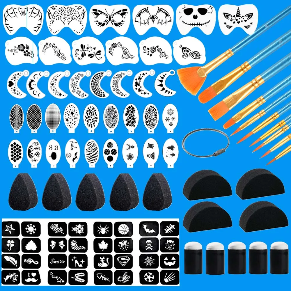 

Reusable Face Paint Stencils ，Tattoo Stencil ，Face Paint Sponges，Face Paint Brush，Temporary Tattoos Stencils