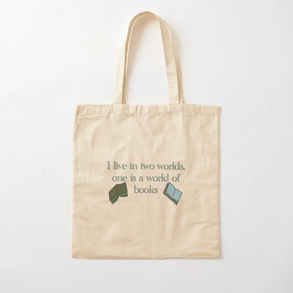 “I live in two worlds, one is a world of books.” Rory Gilmore Tote Bag tote bags cloth bags Canvas Tote Bag