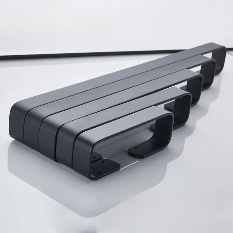 

Stylish Black Space Aluminum Towel Bar Wall Mounted Single Bar Towel Rack with Bathroom Accessories Holder