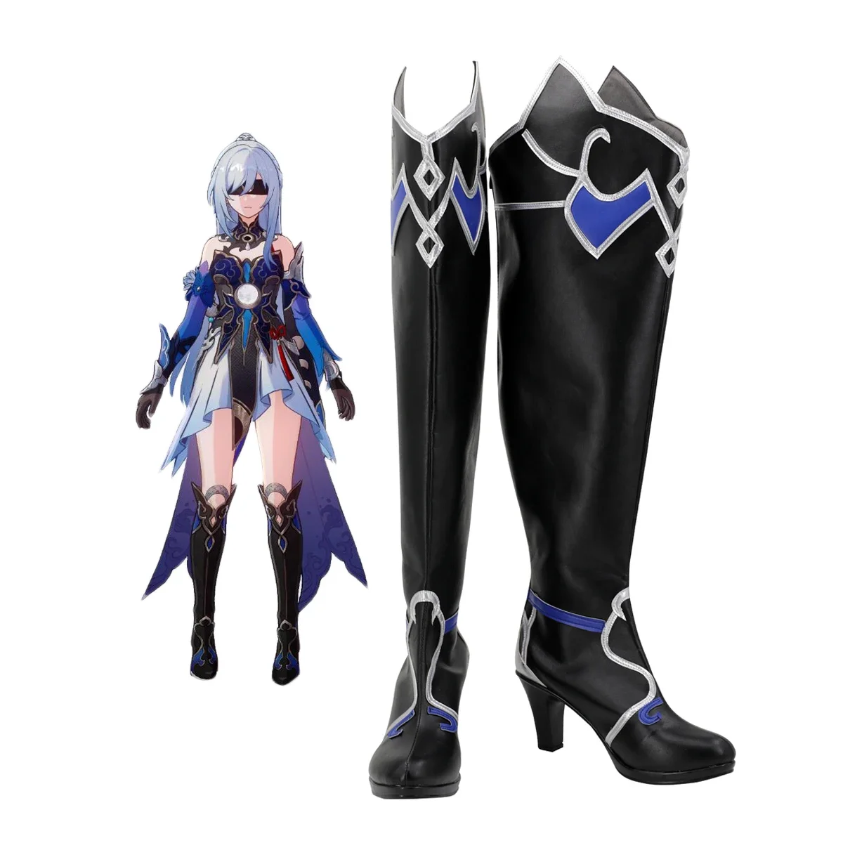 

Honkai: Star Rail Jingliu Cosplay Boots Black Shoes Custom Made Any Size for Unisex