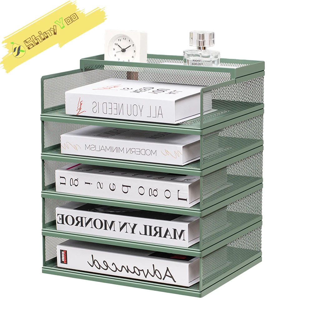 

Настольная вертикальная многослойная стойка для хранения файлов формата А3 А4, корзина для хранения файлов из металлической железной сетки, подходит для офиса, учебы дома