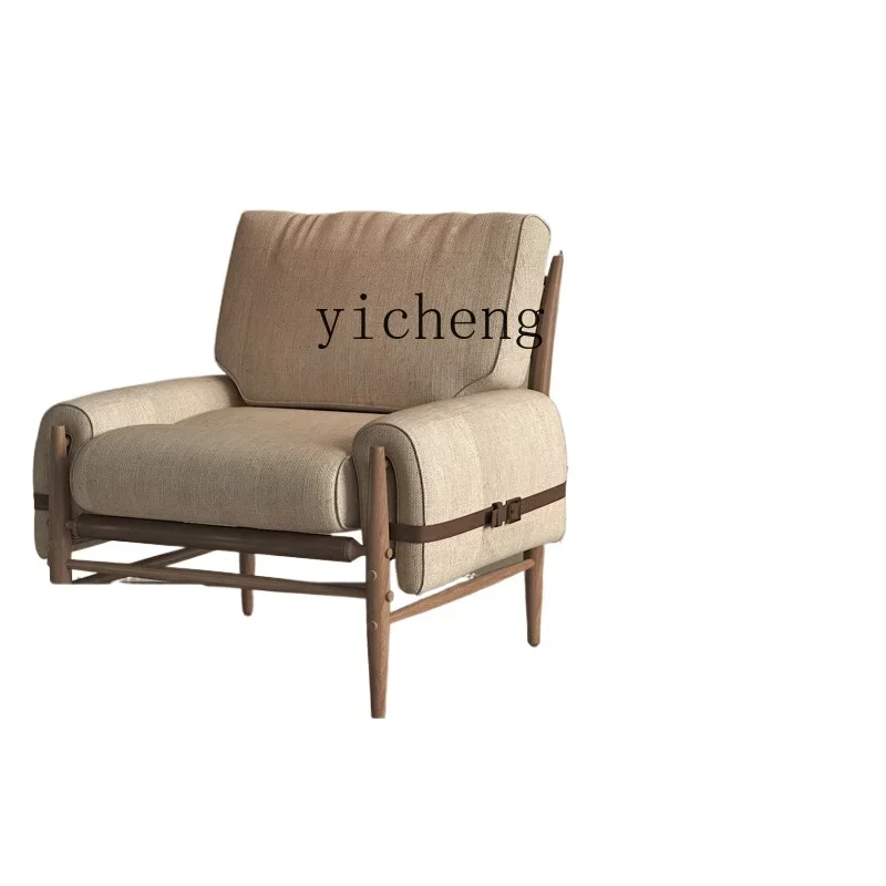 Quiet Style Leisure Chair Modern Fabric Couch Villa Mansion Living Room Home Single Seater