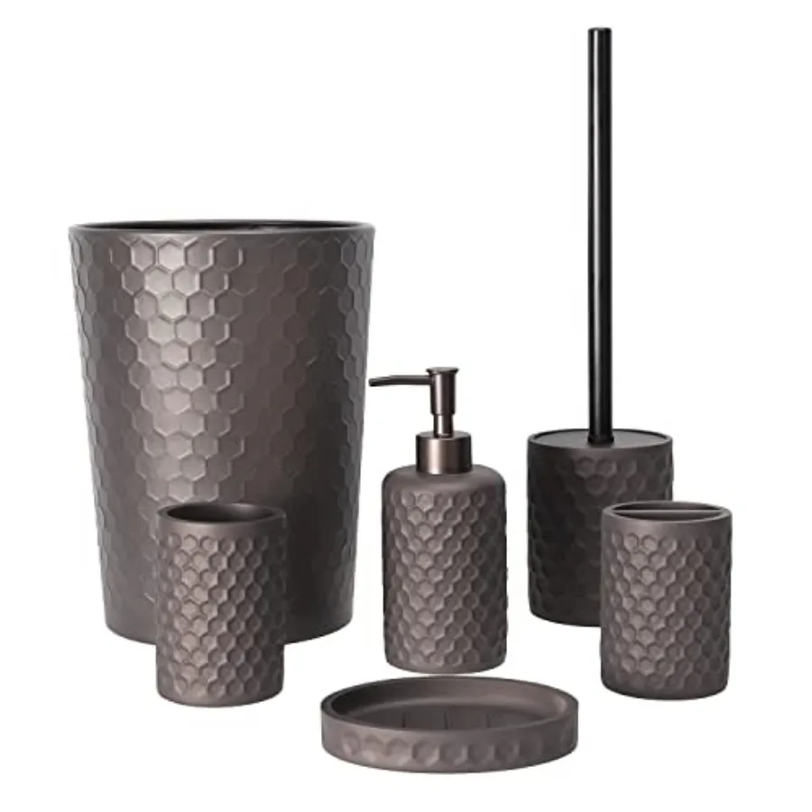 

zccz Baroom cessory Set - 6 pcs Bronze Baroom cessories Set wi Trash Can Toobh Holder Toobh Cup So Dispenser So Dish Toilet Bh
