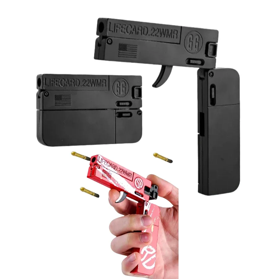 Brave LifeCard Folding Toy Pistol Handgun Toy Card Gun With Soft Bullets Alloy Shooting Model Adults Children Boys Birthday Gift