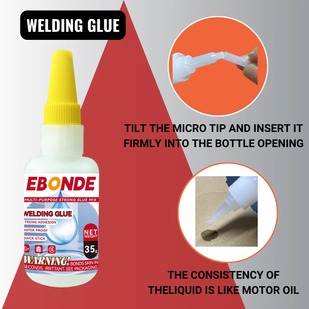 Super colla di cianoacrilato premium per vetro, legno, plastica, metallo, ceramica - Adesivo istantaneo resistente all'acqua