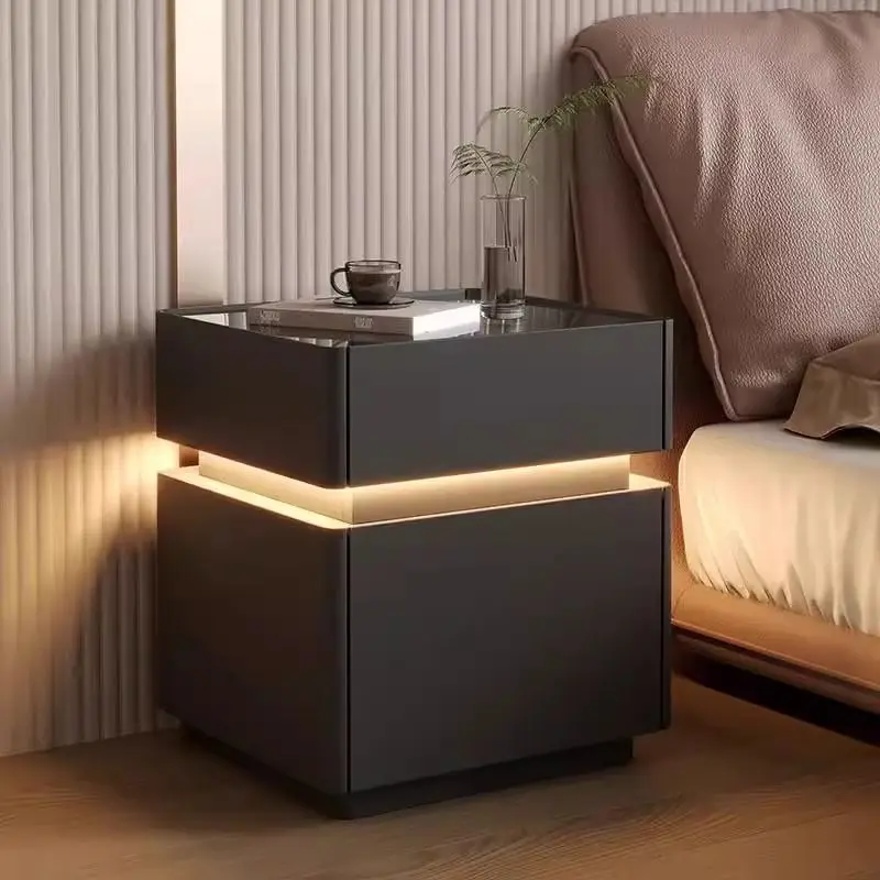

Customizable smart bedside new modern simple led luxury with lamp advanced wireless charging storage bedside cabinet