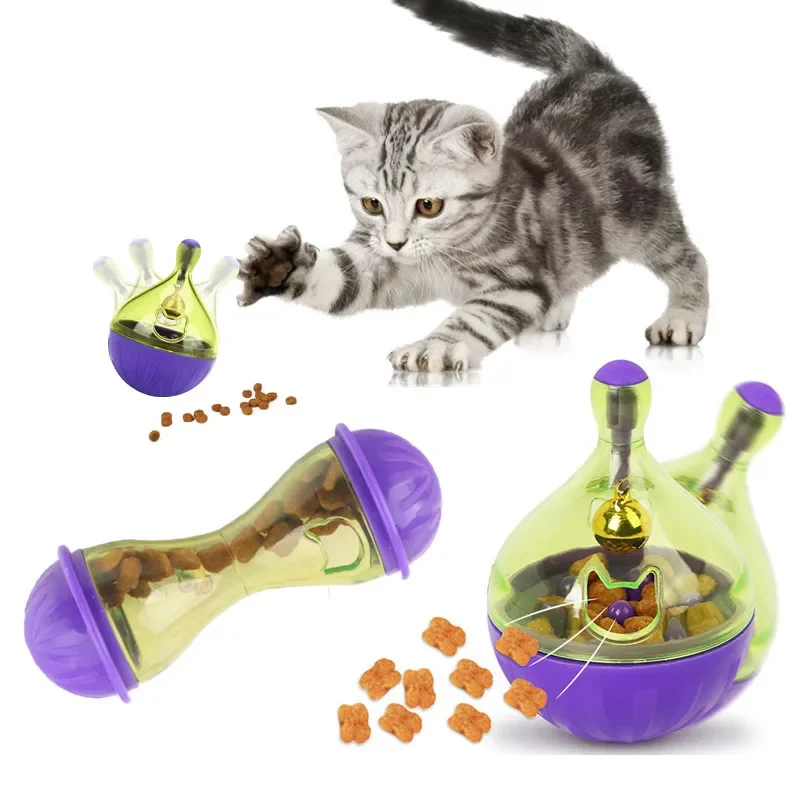 

Interactive Cat Food Feeding Treat Ball Toy Tumbler Kitty Puppy Food Leakage Ball IQ Play Game Bowl Toys For Cats Pet Supplies