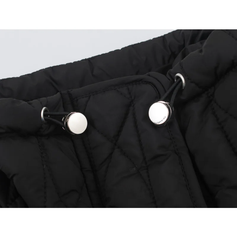 Damen-Freizeitjacke aus Baumwolle in Unifarbe mit Stehkragen, einzigartigem Designer-Look, Kordelzug in der Taille, lockerer Schnitt, Damen-Reißverschluss-Oberbekleidung – Detail 14
