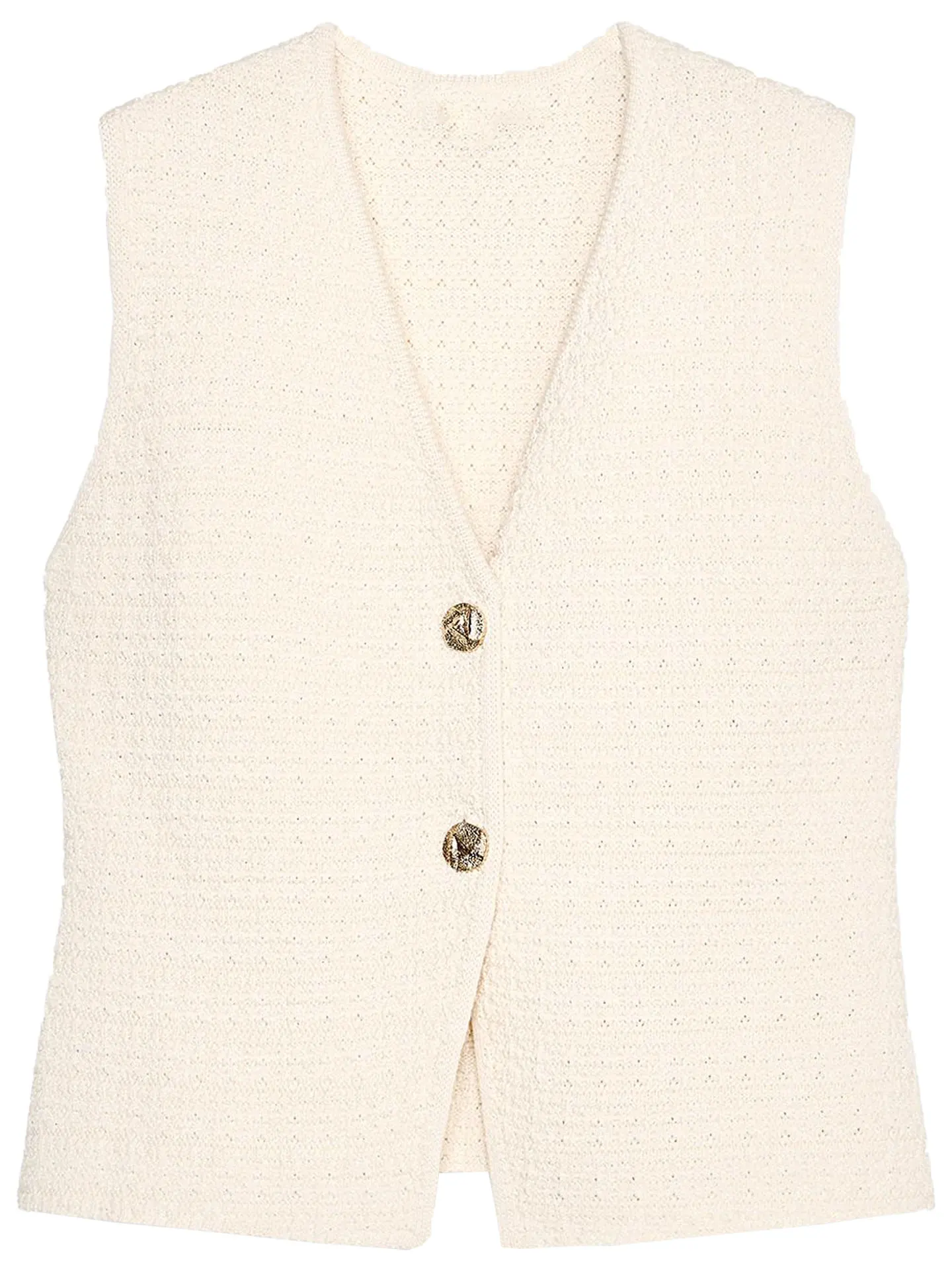 

ZAPRHA 2025 Summer New Classic Knitted V-ne Svel Texture Vest Top Faionable Versatile Color Other Material Blend