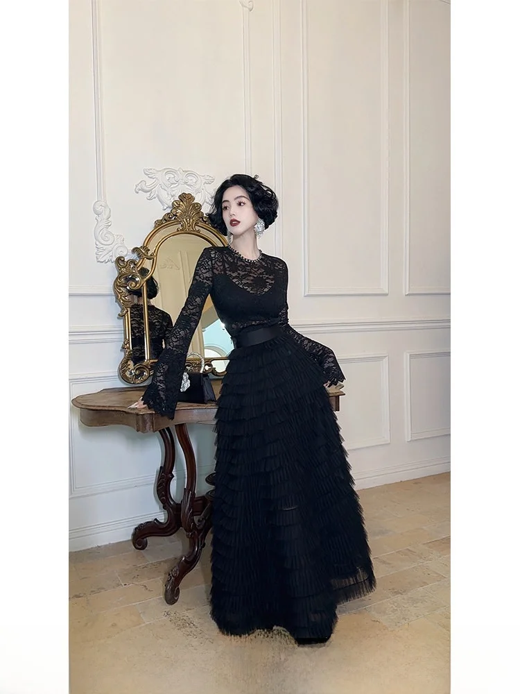 

LYXJ Romantic Eiffel Lace Base irt Women's Slim Fit Top Design Sensation Spring New Sle Commute Vintage Sle Long Sve