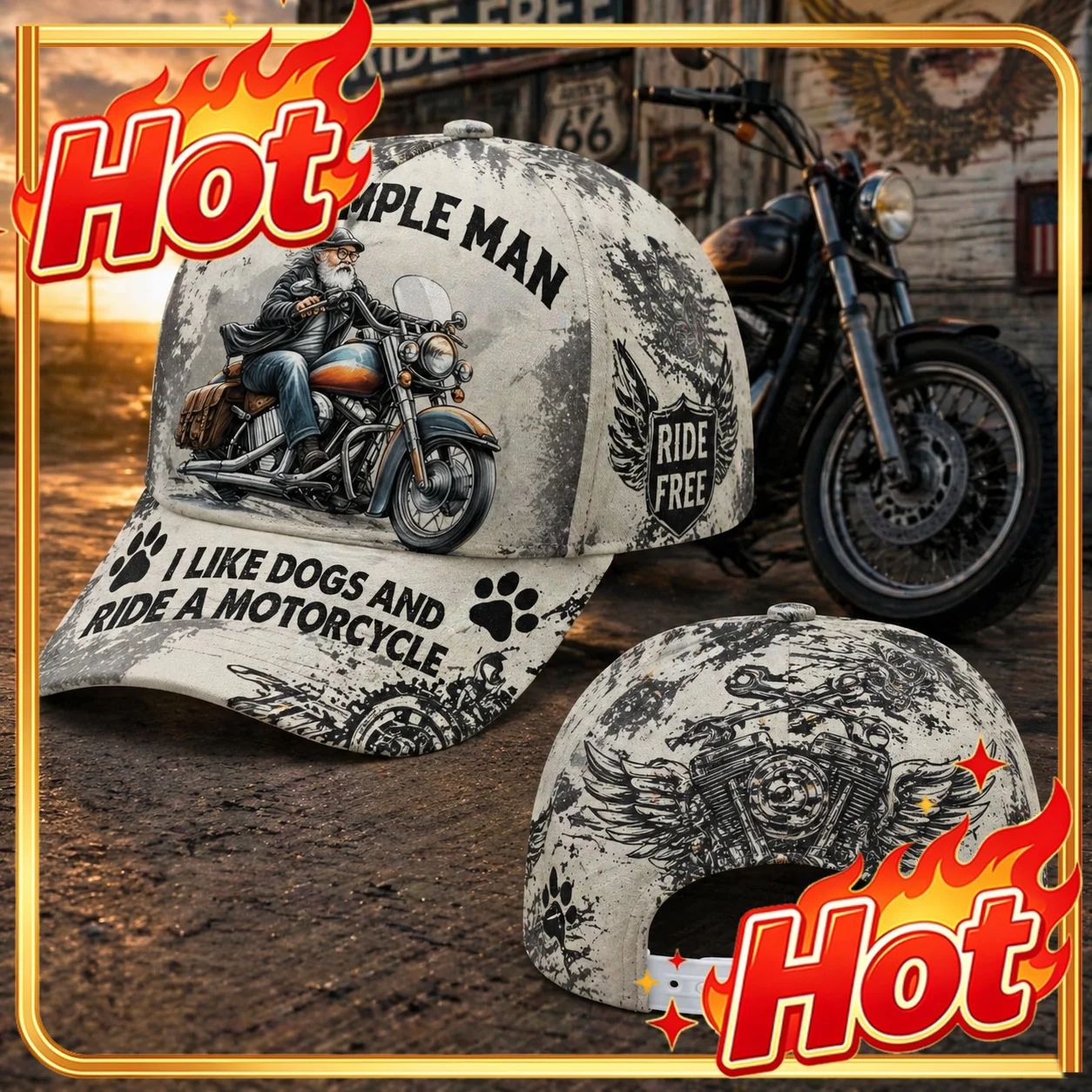 Custom Motorcycle Old Man Club Full Print Baseball Cap Best Gift High Collectible Value Commemorative Cap Solely Thing Better